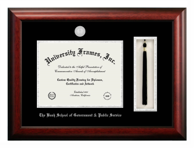 Diploma with Tassel Box Frame in Satin Mahogany with Black & Silver Mats for DOCUMENT: 8 1/2"H X 11"W  