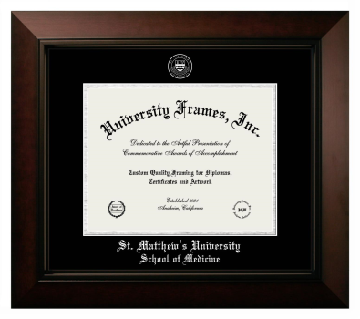 Diploma Frame in Legacy Black Cherry with Black & Silver Mats for DOCUMENT: 8 1/2"H X 11"W  