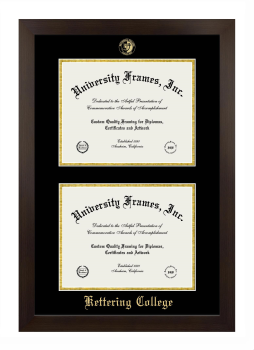 Double Degree (Stacked) Frame in Manhattan Espresso with Black & Gold Mats for DOCUMENT: 8 1/2"H X 11"W  , DOCUMENT: 8 1/2"H X 11"W  