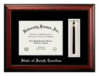 Diploma with Tassel Box Frame in Satin Mahogany with Black & Silver Mats for DOCUMENT: 8 1/2"H X 11"W  