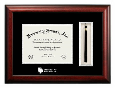 Diploma with Tassel Box Frame in Satin Mahogany with Black & Silver Mats for DOCUMENT: 8 1/2"H X 11"W  