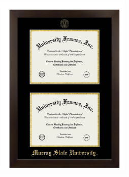 Double Degree (Stacked) Frame in Manhattan Espresso with Black & Gold Mats for DOCUMENT: 8 1/2"H X 11"W  , DOCUMENT: 8 1/2"H X 11"W  