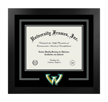 Logo Mat Frame in Manhattan Black with Black & Forest Green Mats for DOCUMENT: 8 1/2"H X 11"W  