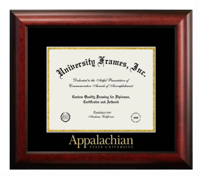 Diploma Frame in Satin Mahogany with Black & Gold Mats for DOCUMENT: 8 1/2"H X 11"W  