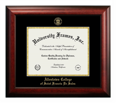 Diploma Frame in Satin Mahogany with Black & Gold Mats for DOCUMENT: 8 1/2"H X 11"W  