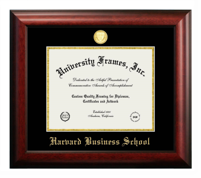 Diploma Frame in Satin Mahogany with Black & Gold Mats for DOCUMENT: 8 1/2"H X 11"W  