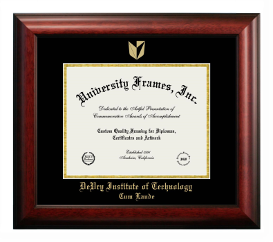 Diploma Frame in Satin Mahogany with Black & Gold Mats for DOCUMENT: 8 1/2"H X 11"W  