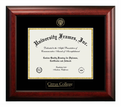 Diploma Frame in Satin Mahogany with Black & Gold Mats for DOCUMENT: 8 1/2"H X 11"W  