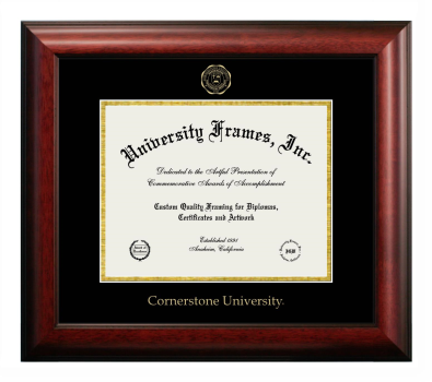 Diploma Frame in Satin Mahogany with Black & Gold Mats for DOCUMENT: 8 1/2"H X 11"W  