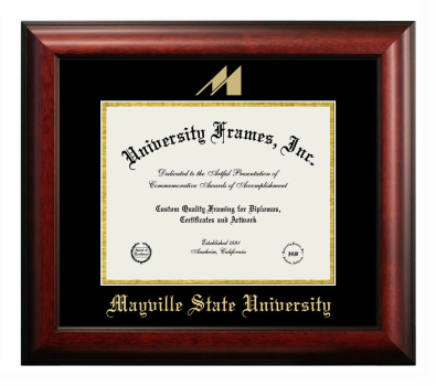 Diploma Frame in Satin Mahogany with Black & Gold Mats for DOCUMENT: 8 1/2"H X 11"W  