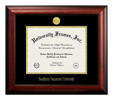 Diploma Frame in Satin Mahogany with Black & Gold Mats for DOCUMENT: 8 1/2"H X 11"W  