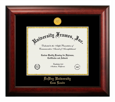 Diploma Frame in Satin Mahogany with Black & Gold Mats for DOCUMENT: 8 1/2"H X 11"W  