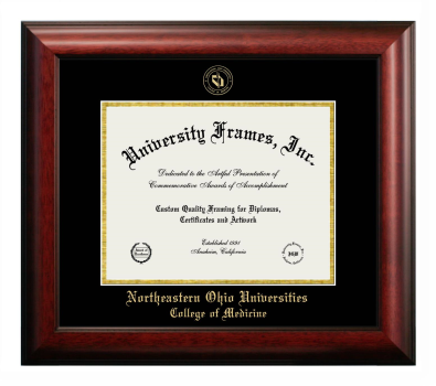 Diploma Frame in Satin Mahogany with Black & Gold Mats for DOCUMENT: 8 1/2"H X 11"W  