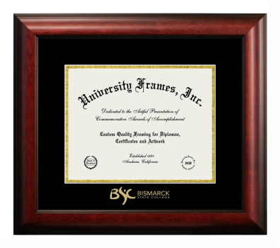 Diploma Frame in Satin Mahogany with Black & Gold Mats for DOCUMENT: 8 1/2"H X 11"W  