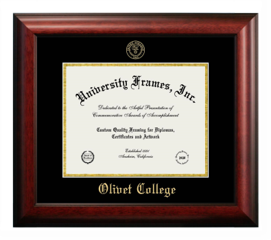 Diploma Frame in Satin Mahogany with Black & Gold Mats for DOCUMENT: 8 1/2"H X 11"W  