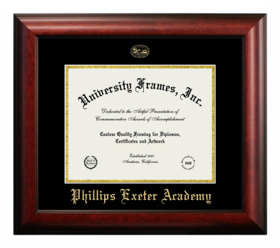 Diploma Frame in Satin Mahogany with Black & Gold Mats for DOCUMENT: 8 1/2"H X 11"W  