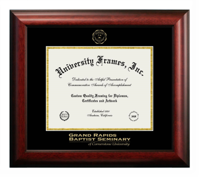 Diploma Frame in Satin Mahogany with Black & Gold Mats for DOCUMENT: 8 1/2"H X 11"W  