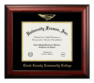 Diploma Frame in Satin Mahogany with Black & Gold Mats for DOCUMENT: 8 1/2"H X 11"W  