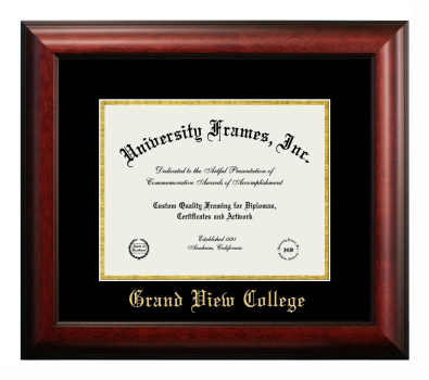 Diploma Frame in Satin Mahogany with Black & Gold Mats for DOCUMENT: 8 1/2"H X 11"W  