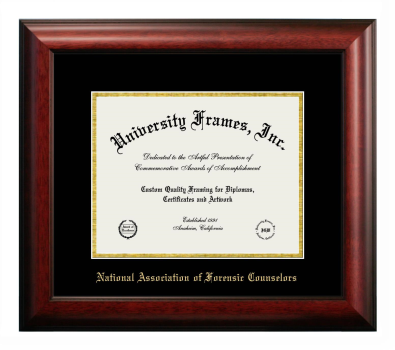 Diploma Frame in Satin Mahogany with Black & Gold Mats for DOCUMENT: 8 1/2"H X 11"W  