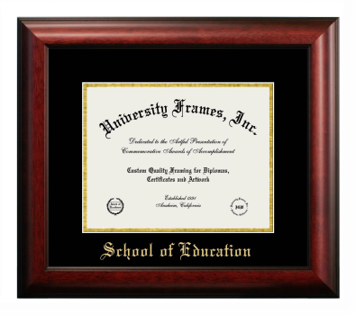 Diploma Frame in Satin Mahogany with Black & Gold Mats for DOCUMENT: 8 1/2"H X 11"W  