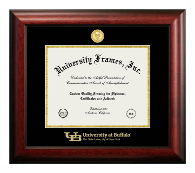 Diploma Frame in Satin Mahogany with Black & Gold Mats for DOCUMENT: 8 1/2"H X 11"W  