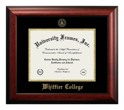 Diploma Frame in Satin Mahogany with Black & Gold Mats for DOCUMENT: 8 1/2"H X 11"W  