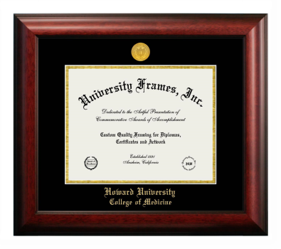 Diploma Frame in Satin Mahogany with Black & Gold Mats for DOCUMENT: 8 1/2"H X 11"W  