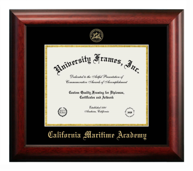 Diploma Frame in Satin Mahogany with Black & Gold Mats for DOCUMENT: 8 1/2"H X 11"W  