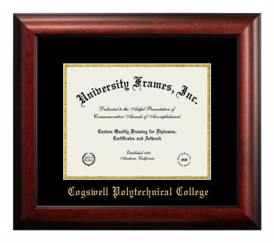 Diploma Frame in Satin Mahogany with Black & Gold Mats for DOCUMENT: 8 1/2"H X 11"W  