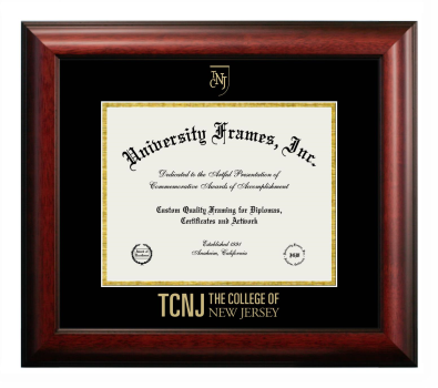 Diploma Frame in Satin Mahogany with Black & Gold Mats for DOCUMENT: 8 1/2"H X 11"W  