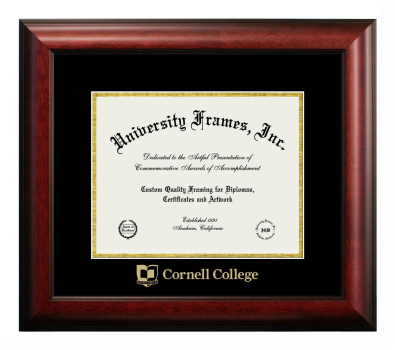 Diploma Frame in Satin Mahogany with Black & Gold Mats for DOCUMENT: 8 1/2"H X 11"W  