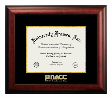 Diploma Frame in Satin Mahogany with Black & Gold Mats for DOCUMENT: 8 1/2"H X 11"W  