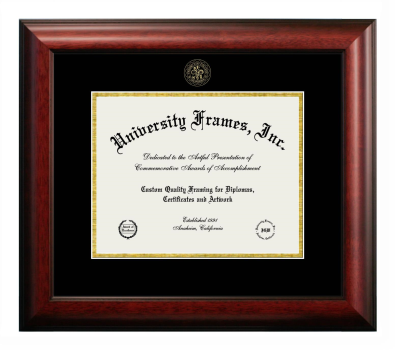 Diploma Frame in Satin Mahogany with Black & Gold Mats for DOCUMENT: 8 1/2"H X 11"W  