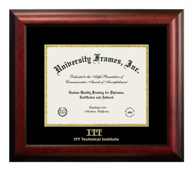 Diploma Frame in Satin Mahogany with Black & Gold Mats for DOCUMENT: 8 1/2"H X 11"W  