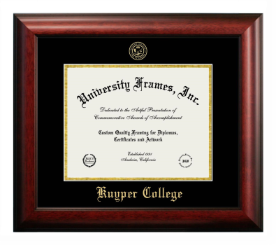 Diploma Frame in Satin Mahogany with Black & Gold Mats for DOCUMENT: 8 1/2"H X 11"W  