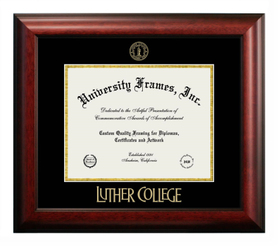 Diploma Frame in Satin Mahogany with Black & Gold Mats for DOCUMENT: 8 1/2"H X 11"W  