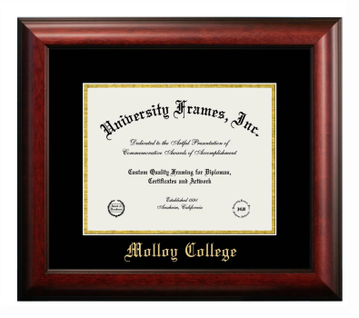 Diploma Frame in Satin Mahogany with Black & Gold Mats for DOCUMENT: 8 1/2"H X 11"W  