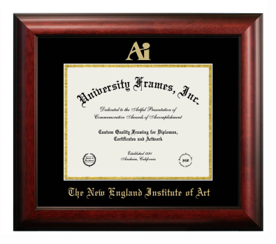 Diploma Frame in Satin Mahogany with Black & Gold Mats for DOCUMENT: 8 1/2"H X 11"W  