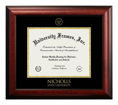 Diploma Frame in Satin Mahogany with Black & Gold Mats for DOCUMENT: 8 1/2"H X 11"W  