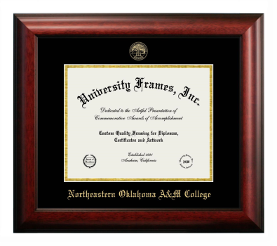 Diploma Frame in Satin Mahogany with Black & Gold Mats for DOCUMENT: 8 1/2"H X 11"W  