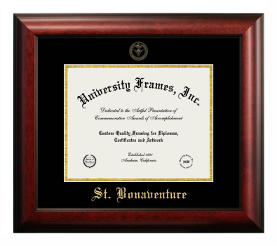 Diploma Frame in Satin Mahogany with Black & Gold Mats for DOCUMENT: 8 1/2"H X 11"W  