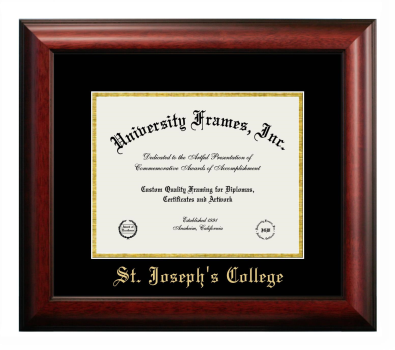 Diploma Frame in Satin Mahogany with Black & Gold Mats for DOCUMENT: 8 1/2"H X 11"W  