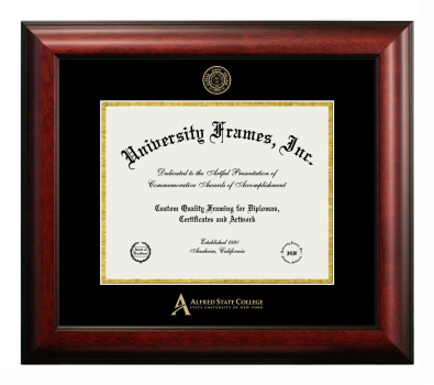 Diploma Frame in Satin Mahogany with Black & Gold Mats for DOCUMENT: 8 1/2"H X 11"W  