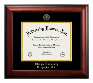 Diploma Frame in Satin Mahogany with Black & Gold Mats for DOCUMENT: 8 1/2"H X 11"W  