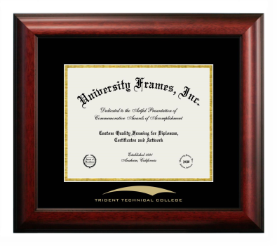 Diploma Frame in Satin Mahogany with Black & Gold Mats for DOCUMENT: 8 1/2"H X 11"W  