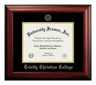 Diploma Frame in Satin Mahogany with Black & Gold Mats for DOCUMENT: 8 1/2"H X 11"W  