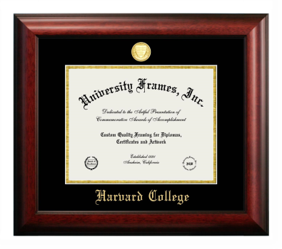 Diploma Frame in Satin Mahogany with Black & Gold Mats for DOCUMENT: 8 1/2"H X 11"W  