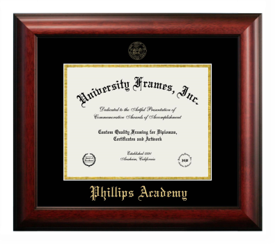 Diploma Frame in Satin Mahogany with Black & Gold Mats for DOCUMENT: 8 1/2"H X 11"W  