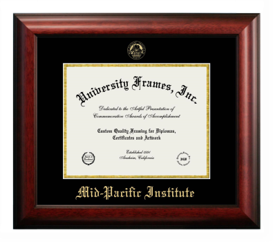 Diploma Frame in Satin Mahogany with Black & Gold Mats for DOCUMENT: 8 1/2"H X 11"W  